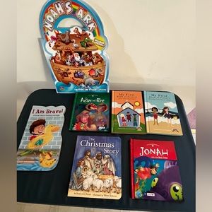 Children Bible Story Books and Coloring Activity Stickers Book Bundle